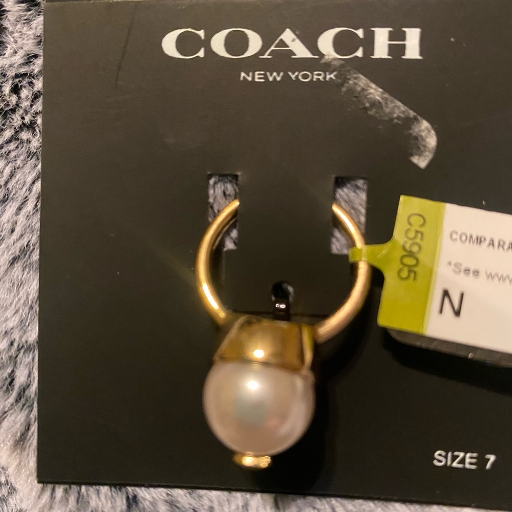 Coach Gold and faux Pearl Ring